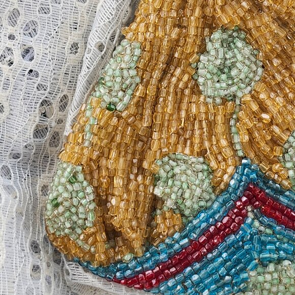 Antique Victorian Era to Art Deco glass beaded silk wrist clutch AS IS - Picture 4 of 15